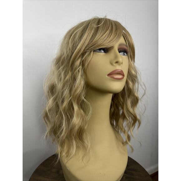 Unbranded Other - Wavy Blonde Synthetic Wig W/ Bangs Heat Resistant NEW